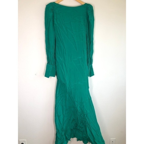 De La Vali Presley Gown Long Balloon Sleeves Green US 6 - Picture 9 of 16
